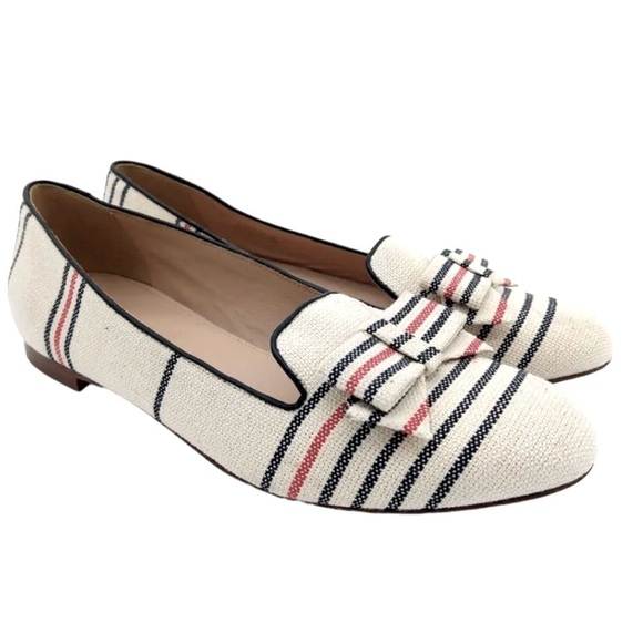 Shoes - J. Crew Cleo Striped Canvas Loafers With Bow Size 6.5